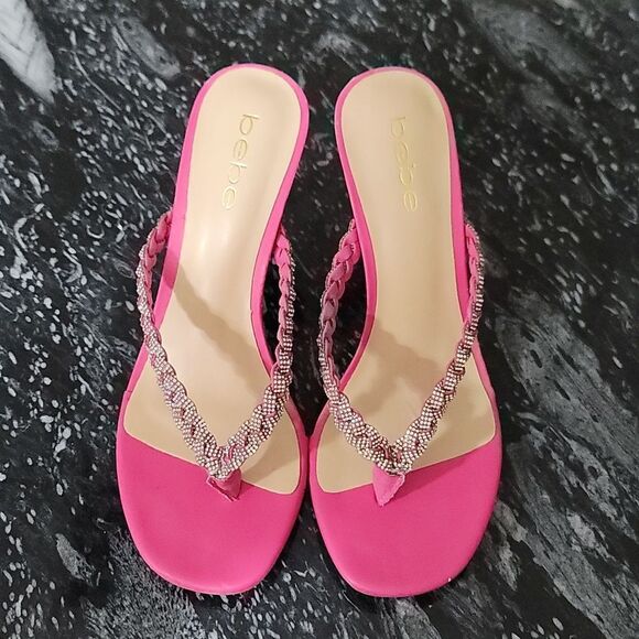 BRAND NEW BEBE AISLINN WOMEN'S RHINESTONE SLIP ON HEELS SANDAL - Picture 3 of 16